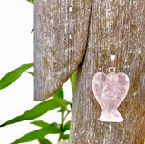 Love, Emotional Healing, Stress Relief, Unity - Rose Quartz Protection Angel Pendant