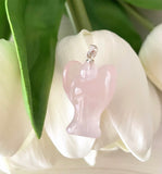 Love, Emotional Healing, Stress Relief, Unity - Rose Quartz Protection Angel Pendant