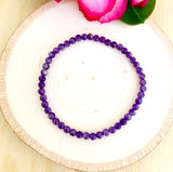 "PROTECTION, TRANQUILITY, CONTENTMENT" - Amethyst 4mm Beaded Bracelet