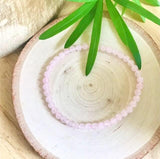 "LOVE, EMOTIONAL HEALING, STRESS RELIEF, UNITY" - Rose Quartz 4mm Beaded Bracelet