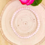 "LOVE, EMOTIONAL HEALING, STRESS RELIEF, UNITY" - Rose Quartz 4mm Beaded Bracelet