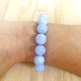 "RESTORE BALANCE & PEACE" - Chalcedony 12mm Beaded Bracelet