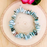 "RELEASE EMOTIONAL BONDS AND CALM FEARS" - Larimar Chip Bracelet