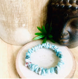 "RELEASE EMOTIONAL BONDS AND CALM FEARS" - Larimar Chip Bracelet