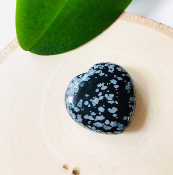 The Stone of Purity - Snowflake Obsidian Small Meditation Heart