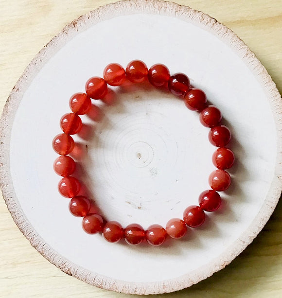 “CREATIVITY, COURAGE, SEXUALITY” - Red Carnelian 8mm Beaded Bracelet