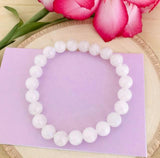 "INTUITION & EMOTIONAL VISION" - Moonstone White 8mm Beaded Bracelet