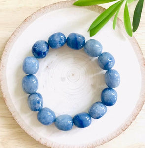 "THE STONE OF PEACE" - Blue Quartz Tumbled Stone Bracelet