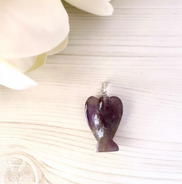 The Healer's Stone - Amethyst Protection Angel Pendant