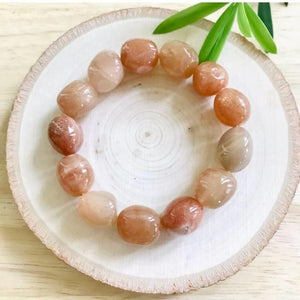 "INTUITION & EMOTIONAL VISION" - Moonstone Large Tumbled Stone Bracelet