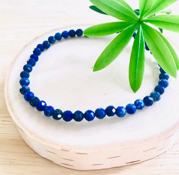 “INNER VISION, INNER POWER, MENTAL ORGANIZATION”  - Lapis Lazuli 4mm Faceted Bracelet