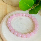 "LOVE, EMOTIONAL HEALING, STRESS RELIEF, UNITY" - Rose Quartz 8mm Beaded Bracelet