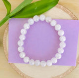 "INTUITION & EMOTIONAL VISION" - Moonstone White 8mm Beaded Bracelet