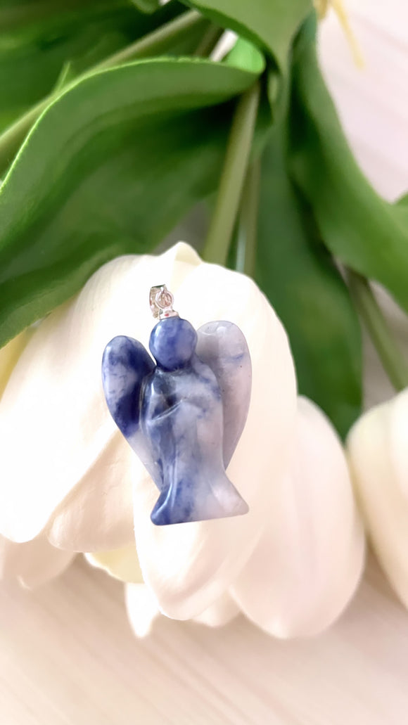 Stone of Logic, Efficiency and Mindfulness - Sodalite Protection Angel Pendant