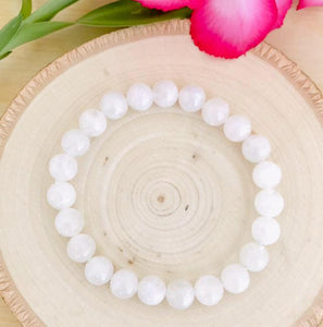 "INTUITION & EMOTIONAL VISION" - Moonstone White 8mm Beaded Bracelet