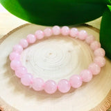 "LOVE, EMOTIONAL HEALING, STRESS RELIEF, UNITY" - Rose Quartz 8mm Beaded Bracelet